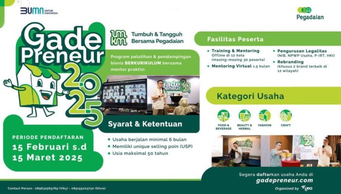 Dukung UMKM Berkembang, Pegadaian Perluas GadePreneur ke 10 Kota Baru